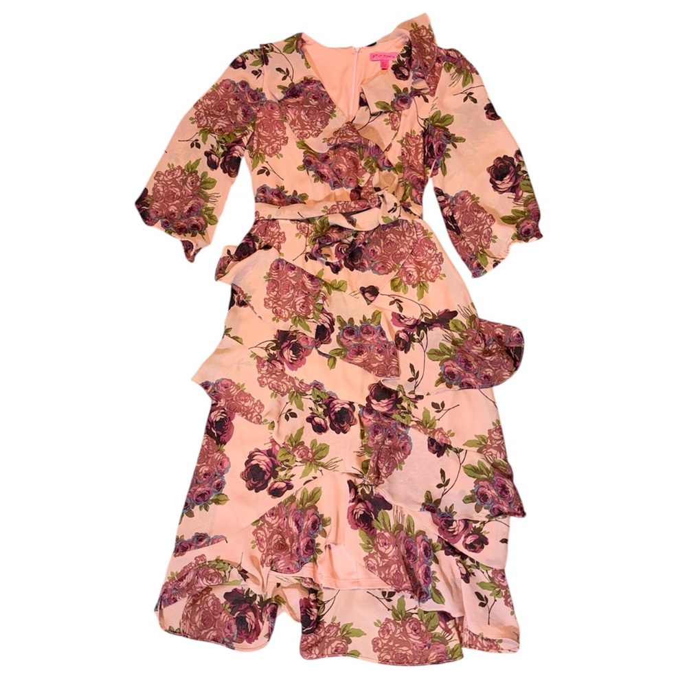 Betsey Johnson Pink Floral Ruffle Dress